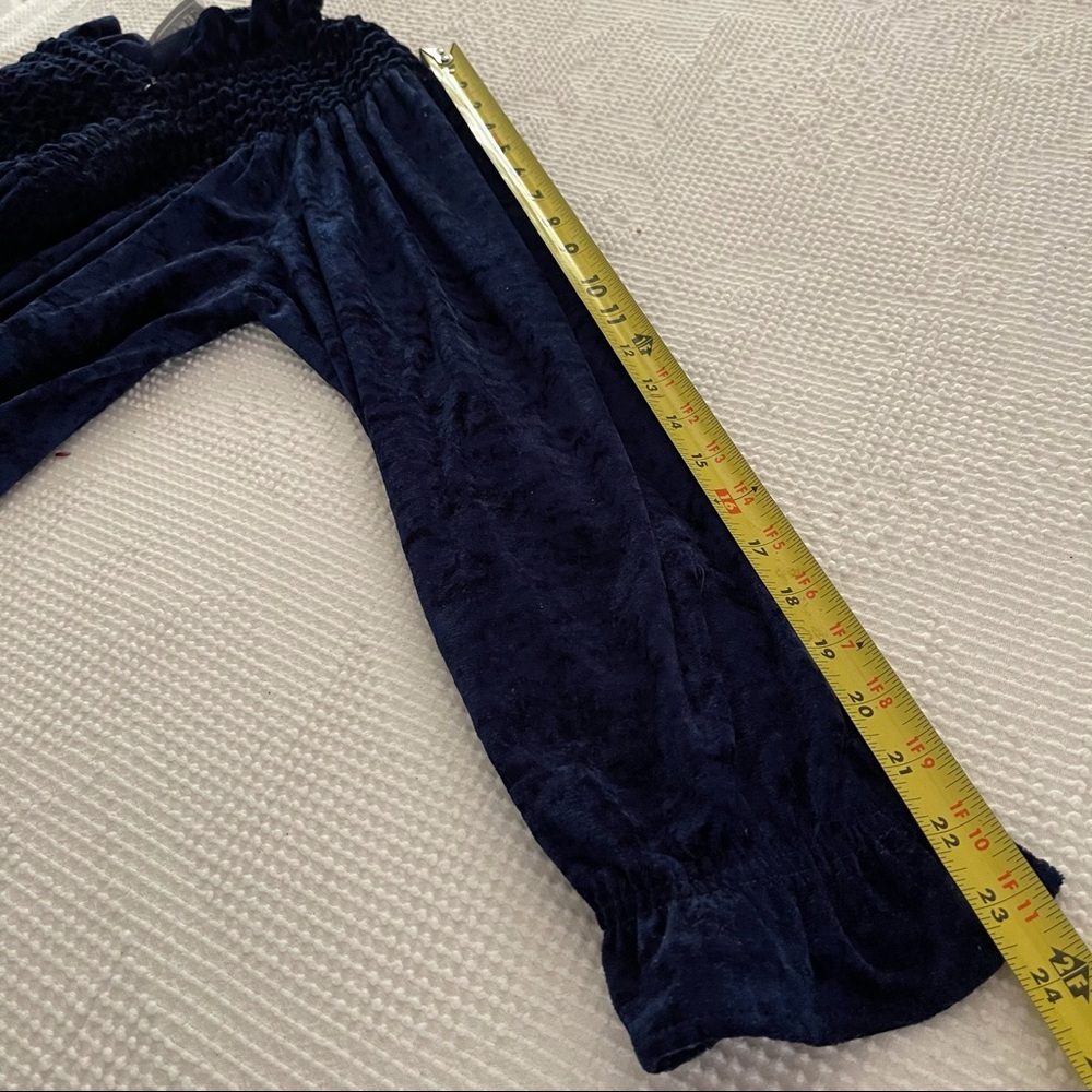 Plush Robe 1980s Zip front crushed Velour Royal Blue Maxi Housedress - Picture 16 of 16